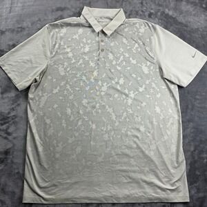 Nike Golf Polo Shirt Mens XL Grey Dri-FIT Pixel Pattern Short Sleeve Performance